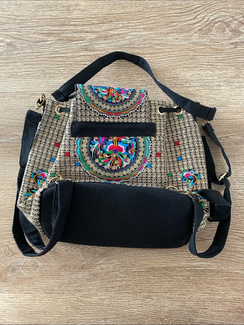 Embroidered Multi-Color Boho Backpack - Picture 3 of 3